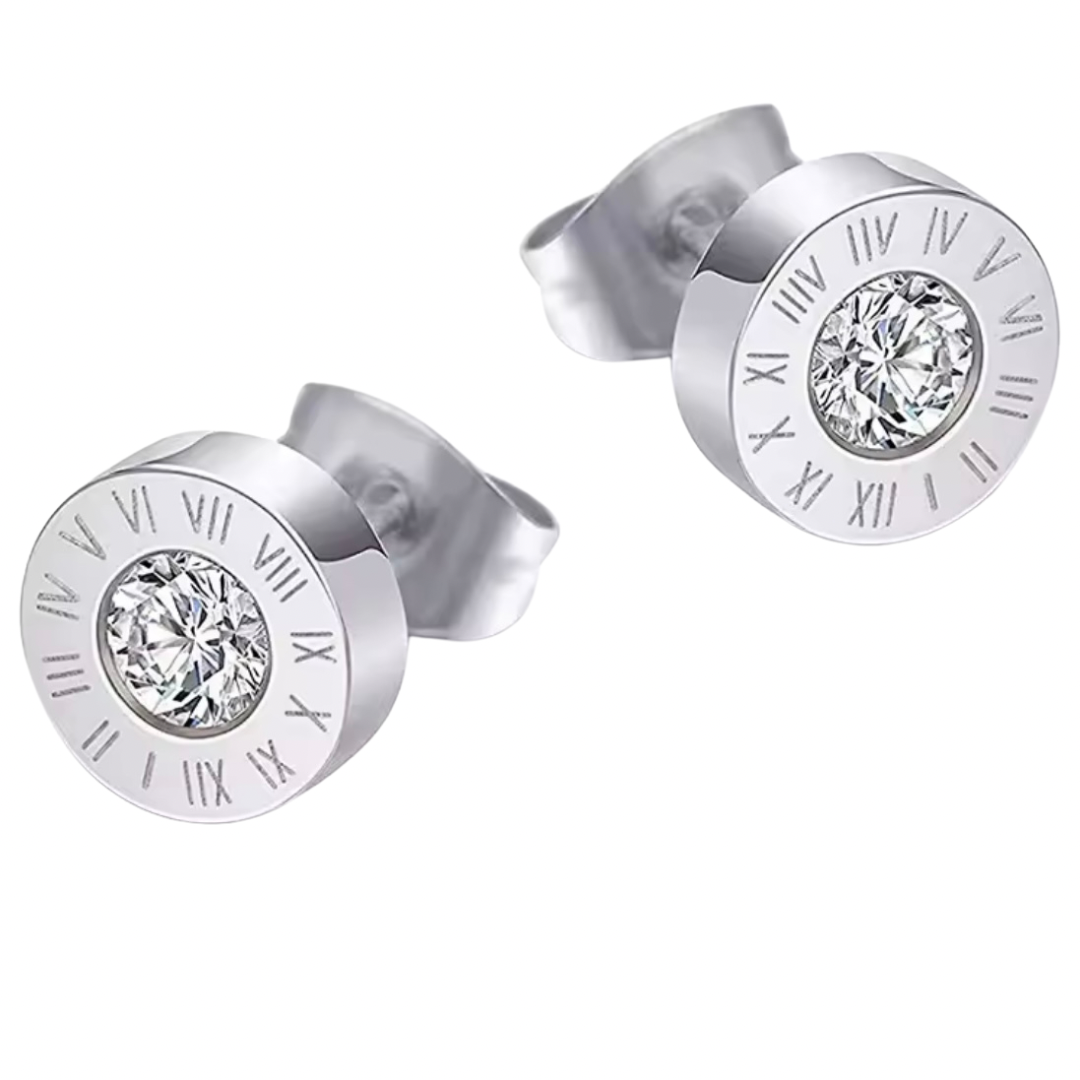 Roman Stud Earrings - Silver