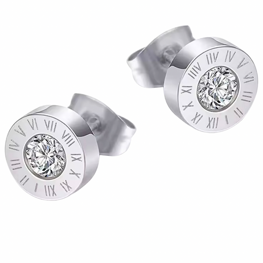 Roman Stud Earrings - Silver