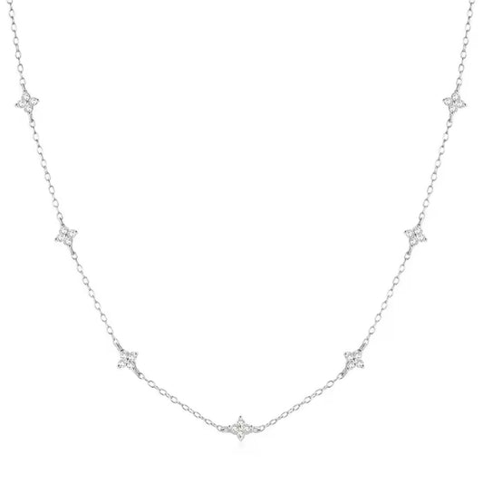 Dainty Flower Necklace - Silver